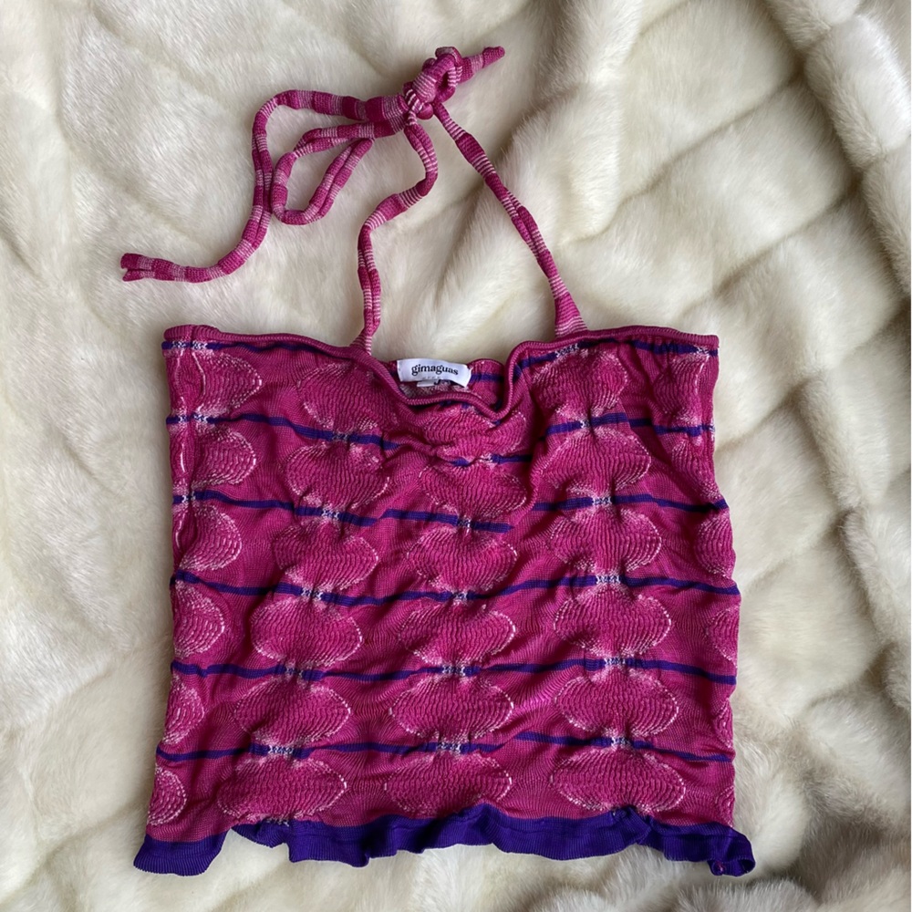 Gimaguas Pink Purple Textured Halter Camisole